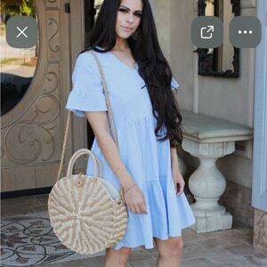 Nursing Queen Sky Blue Ruffle Mini Dress